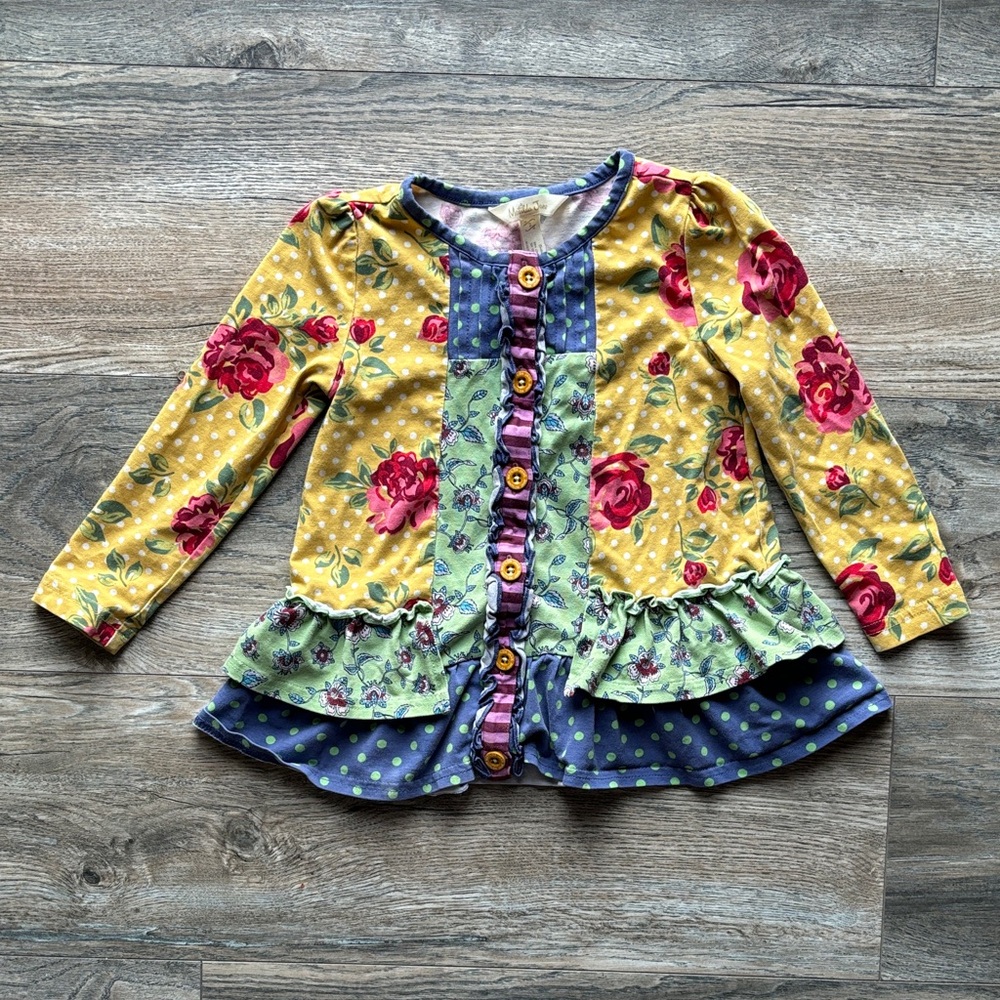 Matilda Jane Yellow Floral Button Down Shirt 2T